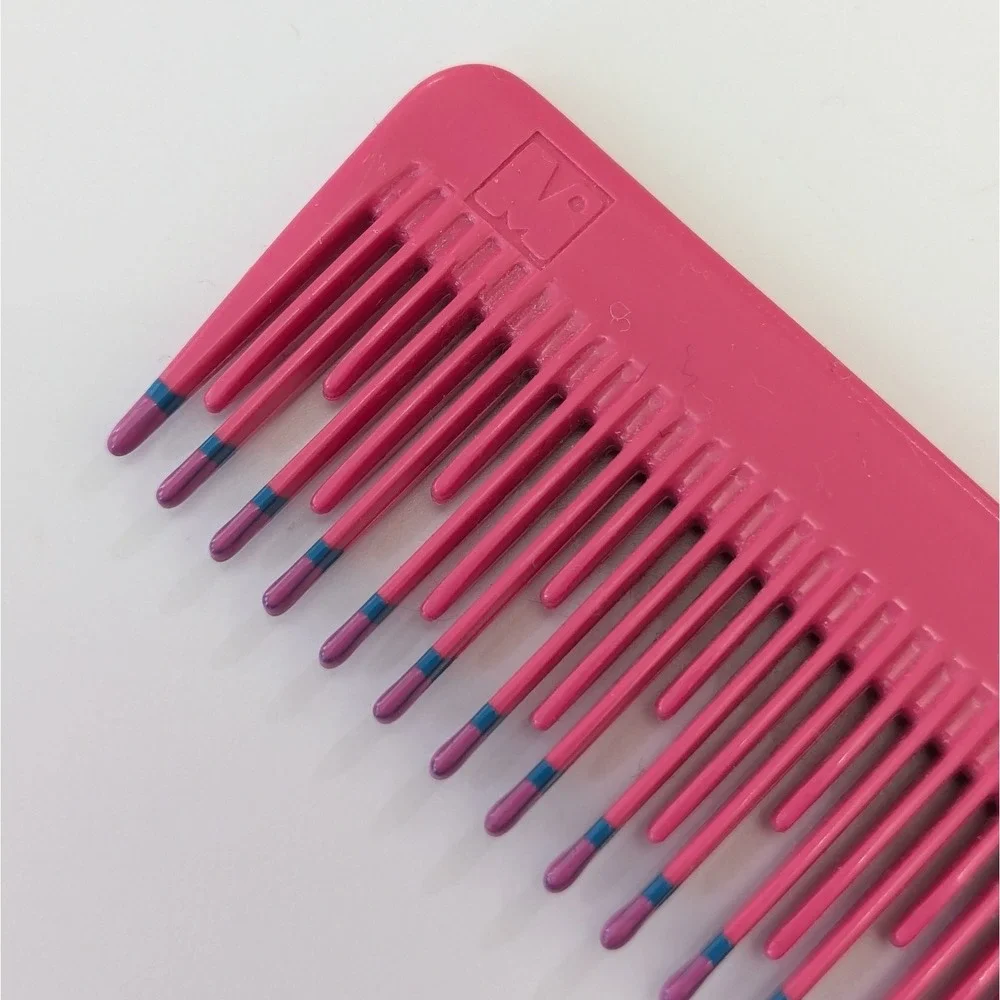 Mebco Set Of 2 Pink Plastic Comb Hair Pick Color Dip Tip Flipside & Micro Vtg